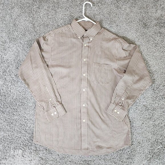 TravelSmart By Roundtree‎ & Yorke Shirt Men's Medium Long-Sleeve Brown Tan - Picture 1 of 12